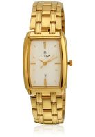 Titan Ne1163Ym01 Golden/White Analog Watch