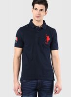 U.S. Polo Assn. Navy Blue Solid Polo T-Shirts