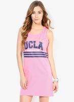 Ucla Pink Colored Printed Shift Dress