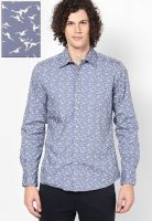 United Colors of Benetton Blue Printed Slim Fit Casual Shirt