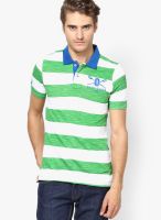 United Colors of Benetton Green Striped Polo T-Shirts