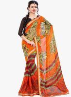 Aesha Orange Color Printed Saree