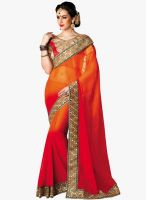 Aesha Orange Embroidered Saree