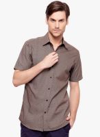 Alley Men Solid Brown Casual Shirt