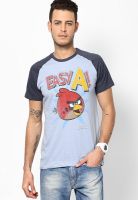 Angry Birds Blue Printed Round Neck T-Shirts