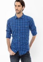 Basics Checks Blue Casual Shirt
