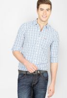 Basics Checks Blue Slim Fit Casual Shirt