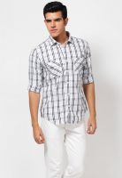 Basics Checks Grey Casual Shirt