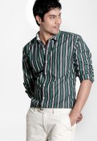 Basics Striped Black Slim Fit Casual Shirt