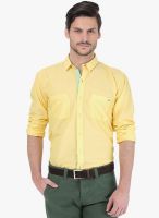 Basics Yellow Solid Slim Fit Casual Shirt