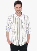 Basics Yellow Striped Slim Fit Casual Shirt