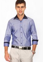 Black Coffee Solid Blue Formal Shirt