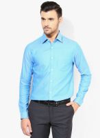 Blackberrys Aqua Blue Solid Regular Fit Formal Shirt