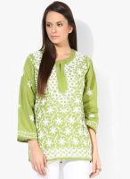 Castle Green Colored Embroidered Kurti