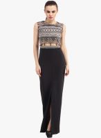 Cation Black Colored Printed Maxi Dress