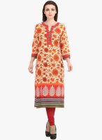 Dees by Dashmesh Orange Printed Kurta