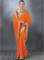 Desi Look Orange Solid Saree