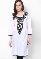 Dhwani White Embroidered Kurtis