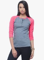 Faballey Grey Solid T Shirt