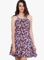 Faballey Purple Colored Printed Skater Dress