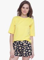Faballey Yellow Printed Shorts Set