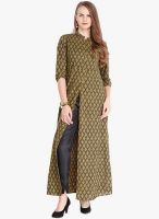 Folklore Green Printed Kurtas