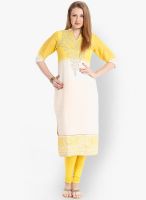 Folklore Off White Embroidered Kurtas