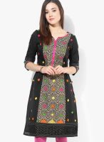 G Black Printed Kurta