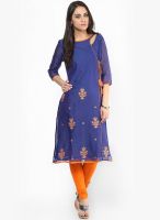 G Blue Solid Kurta