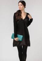 Gas Black Colored Solid Shift Dress