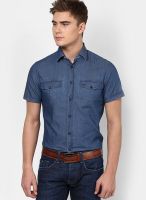 Gas Blue Slim Fit Casual Shirt