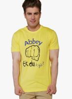 Globus Yellow Printed Round Neck T-Shirts
