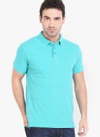 Highlander Aqua Blue Solid Polo TShirts