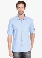 Highlander Light Blue Solid Slim Fit Casual Shirt