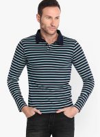 Highlander Navy Blue Striped Polo TShirt