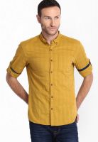 Highlander Solid Mustard Yellow Casual Shirt