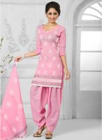 Hypnotex Pink Embroidered Dress Material