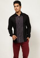 I Know Full Sleeve Stripe Black Shirt