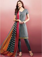 Inddus Grey Printed Dress Material