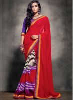 Inddus Red Printed Saree