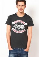 Jack & Jones Black Printed Round Neck T-Shirt