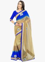 Janasya Beige Embroidered Saree