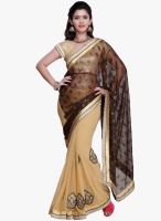 Janasya Beige Embroidered Saree