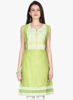 Janasya Green Printed Kurti