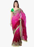 Janasya Pink Embroidered Saree