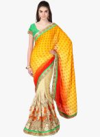 Janasya Yellow Embroidered Saree