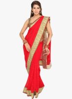 Jashn Red Embroidered Saree