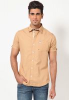 Jogur Solid Brown Casual Shirt