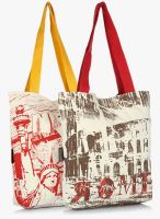 Kanvas Katha Pack Of 2 Ecru Shopping Bag
