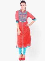 Kurti'S Red Embroidered Kurtis